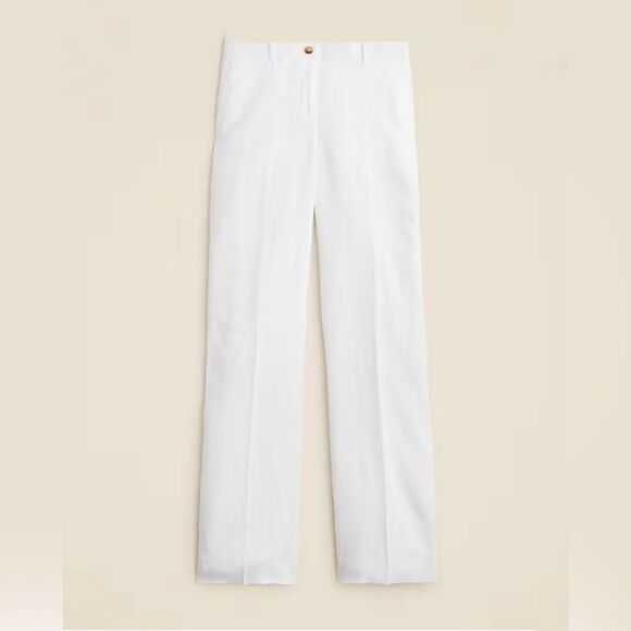 NWT J CREW PETITE Harbor pant in linen in white - Picture 8 of 10